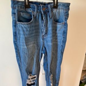 high waisted ripped jeans